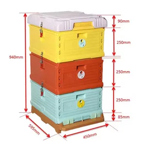 2024 รูปแบบใหม่การเลี้ยงผึ้ง Langstroth คอกผึ้ง 3 ชั้น 10 กรอบรังผึ้งพลาสติกความร้อนรังผึ้ง