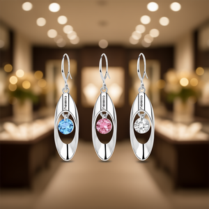 Orecchini Pendenti CITGEBU Placcati Argento a Goccia con Pietra Bianca Taglio Brillante Rotondo, Montatura a Castone, Gioielli da Festa alla Moda da Donna - Product Image 2