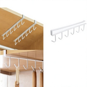 Étagère métallique sous-armoire avec crochets pour ustensiles de cuisine et rangement de tasses, design minimaliste, type crochet durable - Product Image 3