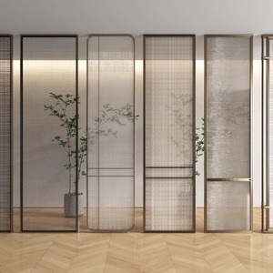Paravent en verre filé en acier inoxydable Art Déco personnalisable, pliable, insonorisé, séparateur <span class=keywords><strong>de</strong></span> pièce pour hôtels, clubs, hall élégant - Product Image 5