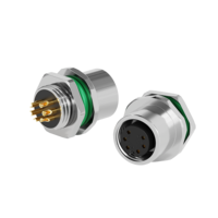 Connecteur femelle M12 A-Code LSHITECH à montage sur panneau arrière, étanche IP67, 2-8 broches, pour capteur industriel et automatisation, échantillon rapide