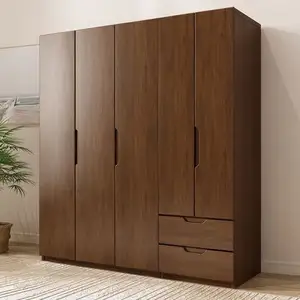 Factory Price Cloth Storage Closet Wardrobe Customized Bedroom Wall Bulit-in Design Solid Wooden Clothing Wardrobe Cabinet