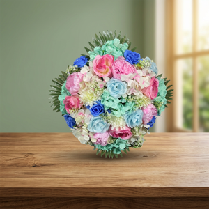 Artificial Flower Factory Silk Handmade Durable & Reusable <b>Pastel</b> Paradise & Aquatic Bloom Medallion Wall Arrangement - Product Image 3