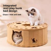 Lit tunnel pour chat d'intérieur, grande capacité, en forme de pneu de donut, avec fermeture éclair, amovible, lavable et résistant aux rayures