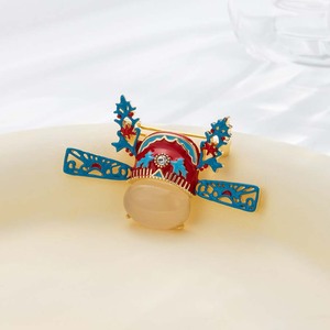 MUYU Chinese Style Groom Hat Brooch Cat's Eye Stone Artistic Retro Suit Accessory - Product Image 2