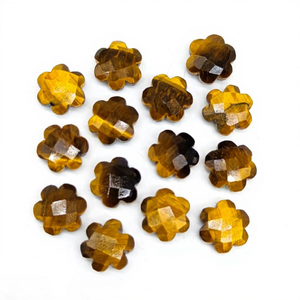 Natürlicher Tigerauge-Blumenstein 10mm Handgeschnitzter Edelstein Tigerauge Loser Stein Schnitzerei für Schmuckherstellung Großhandelspreis Mengenrabatt - Product Image 1
