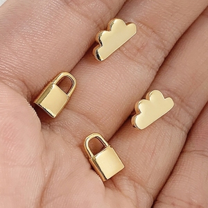 Wholesale Cute Designer 18K Gold Plated Cubic Zirconia Lock Stud Earrings for Women - Product Image 4
