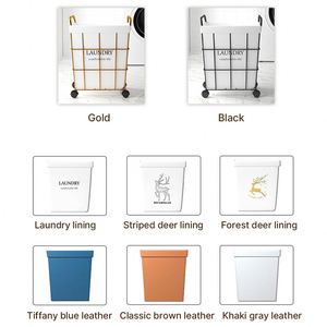 Custom Iron <b>Frame</b> Laundry Basket Washable Fabric Liner 3 Size Caster Wheels Optional Multipurpose Storage Hamper - Product Image 2
