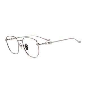 Gafas Graduadas de Titanio Puro con Montura Fina, Color Gris Metálico, Marca de Lujo, Forma de Cruz, Personalización al por Mayor - Product Image 1