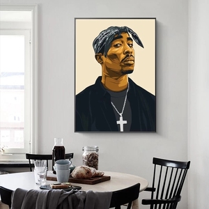 Peinture sur toile d'art de rappeur hip-hop <span class=keywords><strong>2Pac</strong></span>, portraits, affiches et impressions, art mural, images - Product Image 3