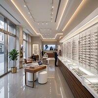 Maßgeschneiderte Aluminium-Optikgeschäft-Displaylösung mit LED-Beleuchtung für verschreibungspflichtige Sonnenbrillen – Zonenlösung für professionelle Optiker-Einzelhandelsgeschäfte