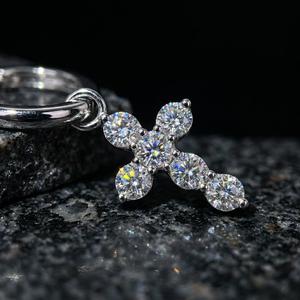 Juego de Joyería con Cruz de Diamantes Cultivados en Laboratorio en Oro Sólido de 18K Xinfly |   Pulsera y Pendientes Minimalistas y Elegantes para Mujer |   VVS DE |   AU750 - Product Image 2