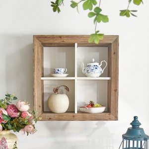 Wholesale New Design Home Decor Handmade <b>Rustic</b> square <b>Wooden</b> Floating Wall Mount Display Shelves - Product Image 1