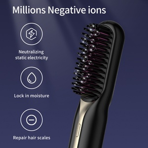 Portable <b>Heating</b> Straightening Hair Brush Wireless Straightener <b>Comb</b> Anion Harmless Hair for Hair Straightening Tool - Product Image 5