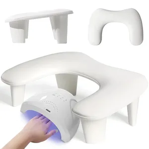 Reposabrazos Profesional en Forma de U para Manicura, Cojín de Mano de Cuero PU Premium con Soporte Extraíble, Compatible con Lámpara UV LED, Ahorra Espacio - Product Image 1