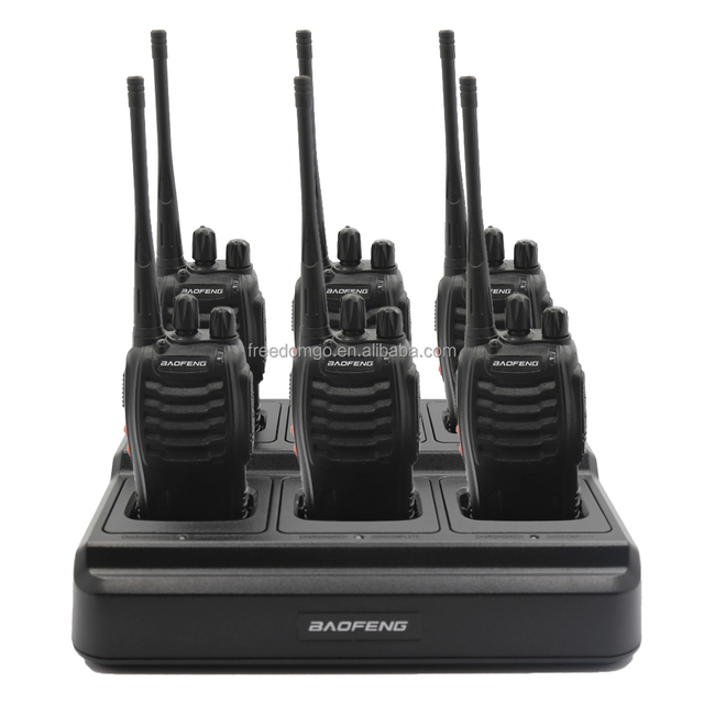 Baofeng BF-888 Black 16 Channel Walkie Talkie 6-Pack with Connected Charger Earphone UHF Two-Way Radio 3W Full Set Handheldsets