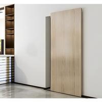 Porte coulissante intérieure moderne en bois massif, panneau lisse, chêne naturel, séparateur de pièce, porte coulissante de luxe pour villa