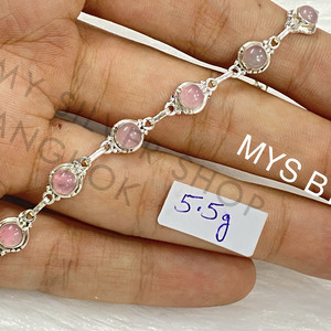 Bracelet chaîne en argent sterling de conception originale d'artiste avec des bijoux de bracelet à breloques de cadeau de pierre précieuse naturelle - Product Image 2