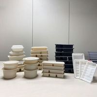 Boîte à lunch compostable à 5 compartiments en amidon de maïs, assiettes jetables, vaisselle biodégradable, récipient alimentaire, vaisselle