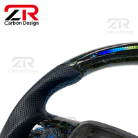 Accessoires intérieurs pour Ford Focus MK2 MK3 MK4 ST RS Fiesta, volant en cuir véritable avec fibre de carbone forgée, LED améliorées, indicateur de régime (RPM)
