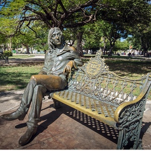 Statua in bronzo all'aperto John Lennon giardino parco decorativo - Product Image 6