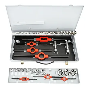 factory price 56pcs M3~M20 tool set HSS M2 Hand Tap and die set in grey Metal Box hand tool DIY kit