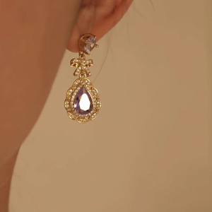 Pendientes de Lágrima Morados Estilo Francés para Mujer, Joyería Elegante de Moda Primavera - Product Image 2