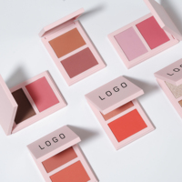 Palette de maquillage vegan 2 couleurs DIY : illuminateur, bronzer et blush en poudre pour le visage, format carré, et palette de contour vegan