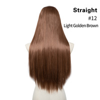 Femmes blanches européennes résistant à la chaleur Furtura U forme synthétique droite Extension de cheveux vendeur de postiche en fibre haute température