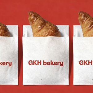 Sac en papier kraft brun et blanc résistant à l'huile avec logo personnalisé pour baguette française - Product Image 2