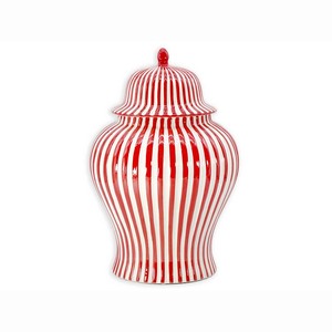 Aj001 2025 Giáng Sinh Trang Trí Màu Đỏ Và Trắng Sọc Gừng Jar Trang Trí Nội Thất Bình Gốm Kẹo Cookie Jar Với Nắp - Product Image 4