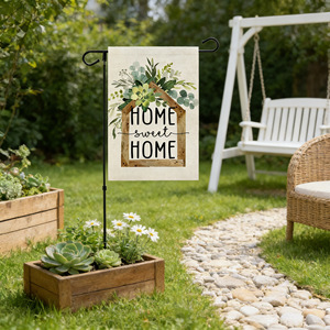 Bandiera da Giardino 'Benvenuti Sposi' con Sposa e Sposo, Bandiera per <span class=keywords><strong>Auto</strong></span> Nuziale, Decorazione per Festa di Matrimonio all'Aperto - Product Image 2