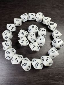 Dadi poliedrici acrilici colorati da 10 facce (0-9) bianchi e neri per giochi da tavolo, dadi numerici per l'insegnamento della matematica - Product Image 5