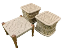 Nouvelle Collection 2023 : Ensemble de Tabourets Ottoman en Bambou Écologique et Durable – Mobilier Portable Empilable pour Salon et Jardin