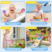 Jouets de plage et de sable pour enfants, 5 pièces, seau de plage pliable écologique, kit de jouets de sable, jouet de bain pour enfants