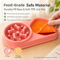 Gamelle antidérapante portable rose pour chien/chat avec tapis de léchage et base en caoutchouc – Gamelle à alimentation lente pour chien