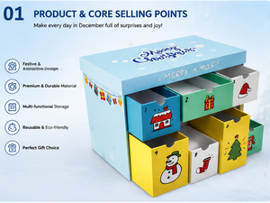 Emballage de Noël personnalisé avec 7 tiroirs individuels, boîte-cadeau de calendrier de l'avent en papier écologique, assemblage artisanal - Product Image 4
