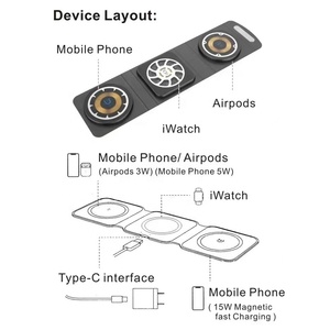 2023 nouveauté 3-en-1 chargeur sans fil pliant magnétique Transparent avec Microphone 3-en-1 téléphone portable <span class=keywords><strong>montre</strong></span> casque - Product Image 2