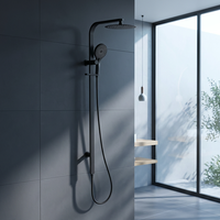 Robinet de douche de luxe noir pour salle de bain, corps en acier inoxydable 304 et laiton, ensemble de pommeau de douche carré effet pluie