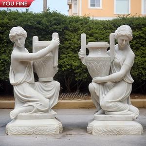 Dame extérieure en marbre de grande taille avec vase <span class=keywords><strong>Pot</strong></span> de fleurs - Product Image 4