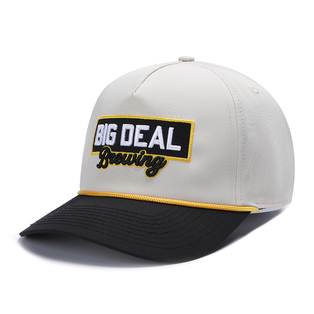 High-End Retro 5-Panel Rope Waterproof 100% Cotton Baseball Cap Custom Logo Unstructured Style with Two-Color Sporty Cap