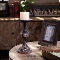 Décor de ferme ornements faits à la main Shabby Chic rustique décoratif fer noir pilier bougeoir sol bougeoirs en métal
