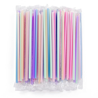 Pailles en papier jetables de 21 cm pour Bubble Tea, épaisses, arc-en-ciel, avec emballage individuel, pour les fournitures de bar et de fête