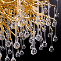 MEEROSEE Cristal Pendentif Lumière Moderne Populaire Or G9 Cristal Rectangle suspension Lustre pour Restaurant Hôtel Projet MD8027