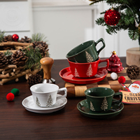 Nouvel ensemble tasse et soucoupe en céramique à motif flocon de neige pour Noël, personnalisation OEM, designs, logos, couleurs