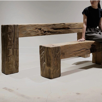 Banc console en bois massif artisanal Wabi-sabi, style rétro, utilisation polyvalente multi-scènes, banc géométrique en bois massif