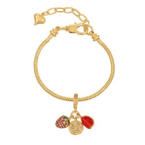 Bracelet <span class=keywords><strong>BD</strong></span>-L5505 plaqué or avec émail et incrustations de zirconiums, breloque médaille religieuse, trèfle, coccinelle, pour femme, fille et garçon - Product Image 5