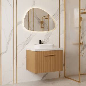 Mueble de <span class=keywords><strong>Baño</strong></span> Moderno de Lujo, Impermeable, de Madera Maciza, Rectangular, con Espejo LED y Gabinetes, <span class=keywords><strong>para</strong></span> Montar en la Pared - Product Image 1
