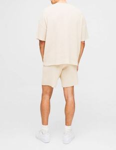 Custom Cotton <b>Waffle</b> Knit Tracksuit High Quality Stone Boxy Fit Ribbed Knitted T-<b>Shirt</b> and Shorts Set - Product Image 2