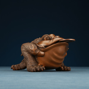 Figurine de crapaud en cuivre violet Copper World, faite à la main, 10 cm, décoration pour la maison ou le bureau, cadeau d'ouverture - Product Image 3